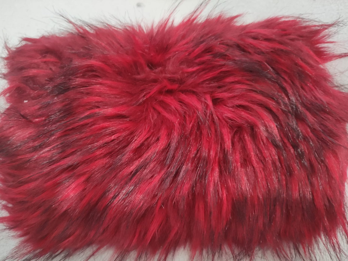 Plush Faux Fur Mini Pouch - Deep Red
